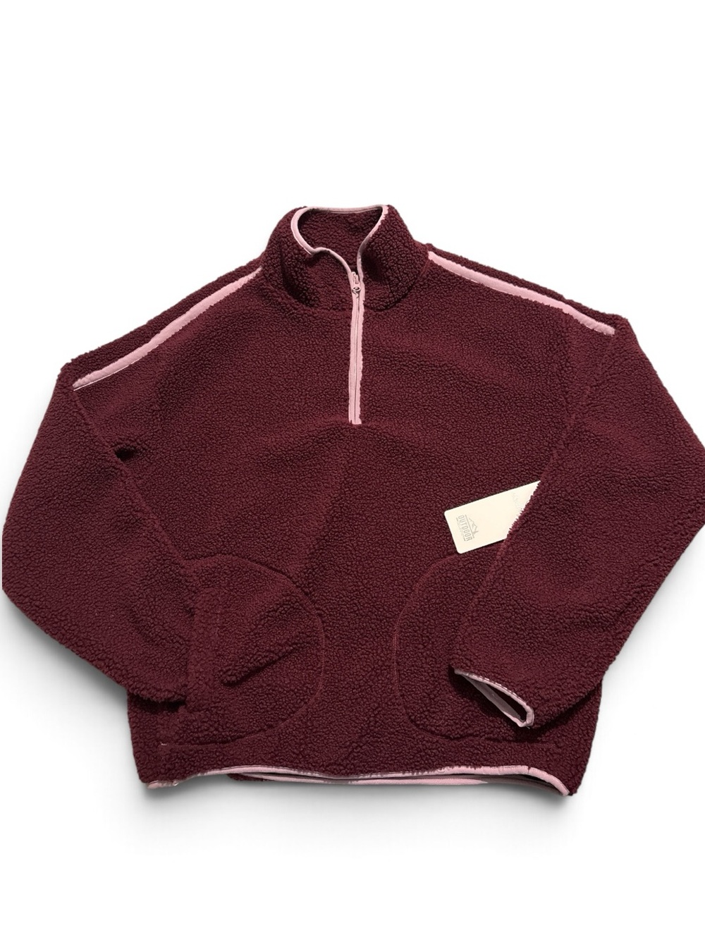 Women’s Half-Zip Sherpa Pullover Jacket - Wine and pink Size
M
